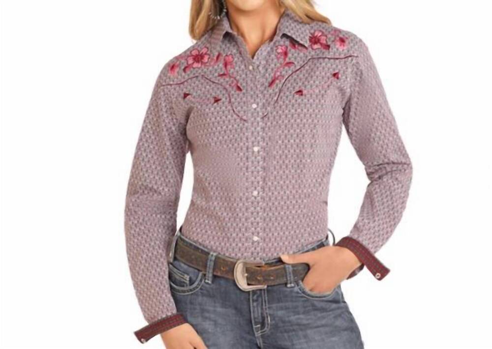 NEW PANHANDLE long sleeve rough stock shirt in maroon